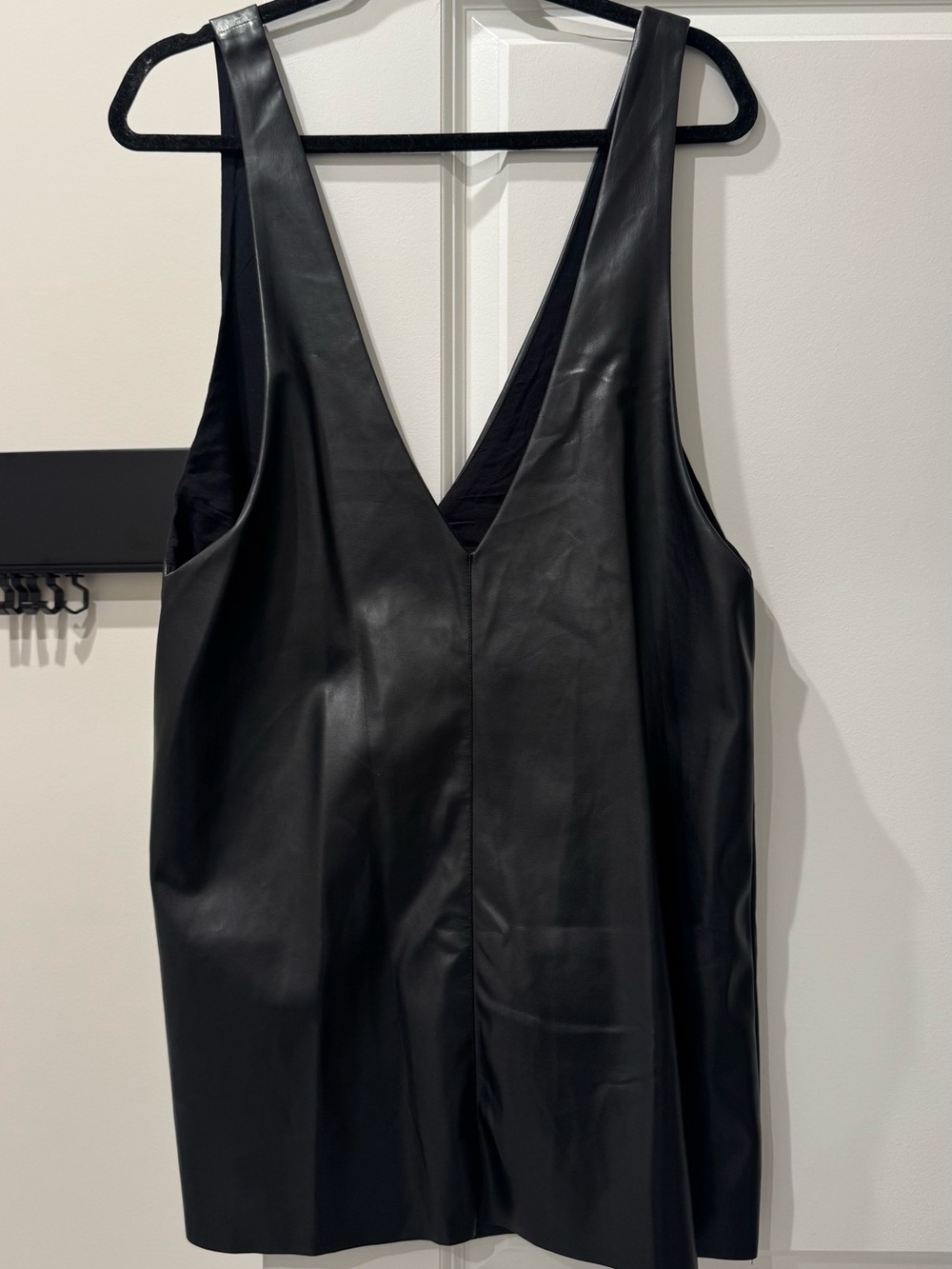 Anthropologie Black Faux Leather Mini Dress